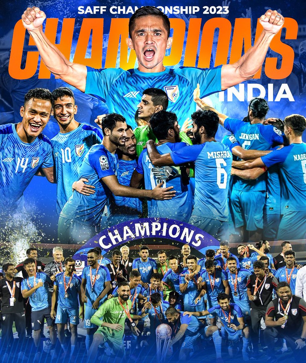Im_Forid's tweet photo. CHAMPIONS! 🇮🇳🇮🇳

India beat Kuwait on penalties in the final to become the SAFF Champions 2023🏆

[{ Champions (1993, 1997, 1999, 2005, 2009, 2011, 2015, 2021,2023) }]
THE MAN. THE MOMENT! 🔥
@chetrisunil11
#IndianFootball #SAFFChampionship2023 
#SunilChhetri #football #champion https://t.co/hDasdziQk5