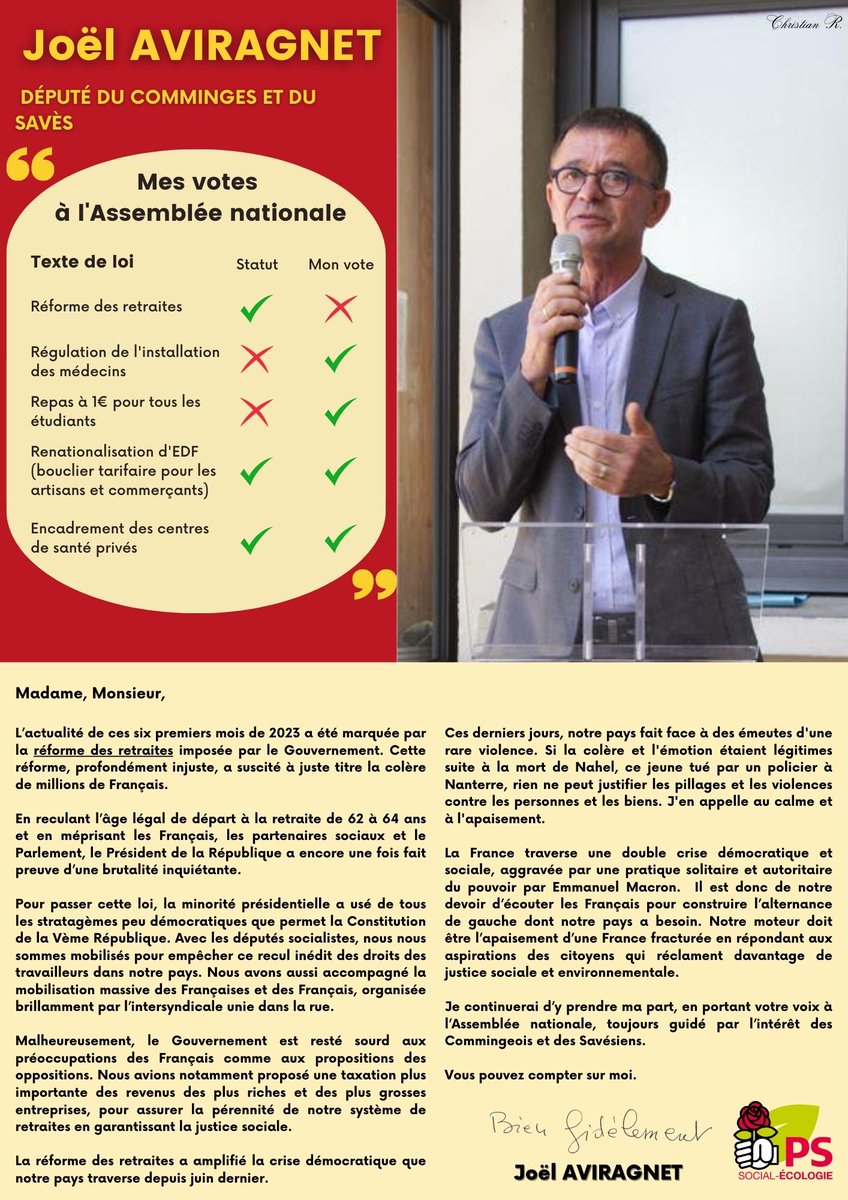JoelAviragnet's tweet image. Il y a un an vous me renouveliez votre confiance pour vous représenter comme député du #Comminges et du #Savès. Depuis un an, j&apos;oeuvre à l&apos;Assemblée nationale et sur le territoire pour vous défendre et porter votre voix. Voici le bilan de cette première année qui fut très dense⬇️