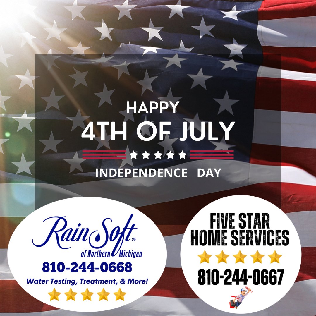 Happy 4th of July from our RainSoft Water Treatment and Five Star Home Services Team!
🇺🇸
#RainSoftOfNorthernMichigan #RainSoft #FiveStarHomeServices #FiveStar #IndependenceDay #FourthOfJuly #HappyIndependenceDay #HappyFourthOfJuly