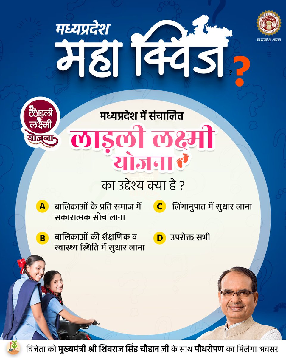 JansamparkMP's tweet photo. 'मध्यप्रदेश महा क्विज' में आज (5 जुलाई) का प्रश्न
---  
अपना उत्तर कमेंट के माध्यम से दें👇

@CMMadhyaPradesh
#MPMahaQuiz 
#JansamparkMP https://t.co/2jj7Psq8LS