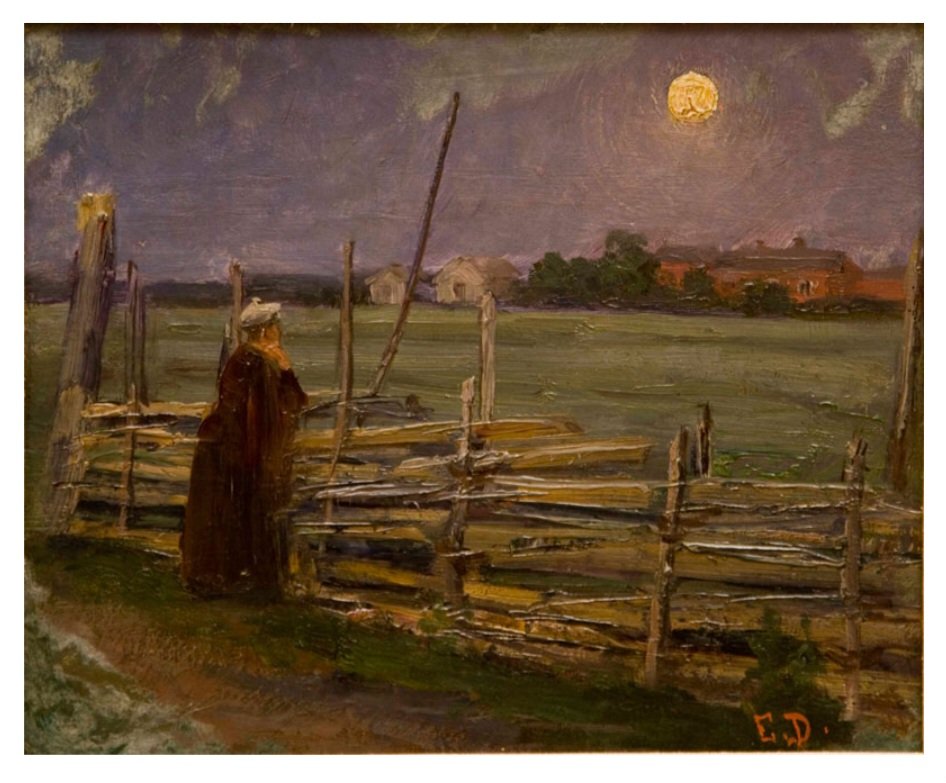 Elin Danielson-Gambogi (1861-1919) maalasi Kuutamo-teoksen n. 1890. Elin Danielson oli ensimmäisiä ammattilaisnaistaiteilijoita Suomessa.

Porin taidemuseon Katseiden välissä -näyttely esittelee kaupungin taidekokoelman kotimaisten taiteilijoiden teoksia:  digimuseo.fi/nayttelyt/kats…