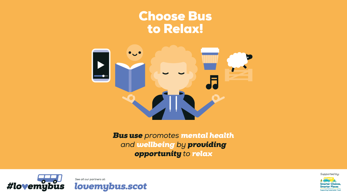 lovemybus_'s tweet photo. Taking the #bus helps reduce the stress and strain from travel  providing an opportunity to #relax -  #bus also promotes #MentalHealth and wellbeing ❤️

#lovemybus #ChooseBus  #wellbeing #fairer #healthier #BusForEveryone #BusForFuture https://t.co/gIzx49X0AM