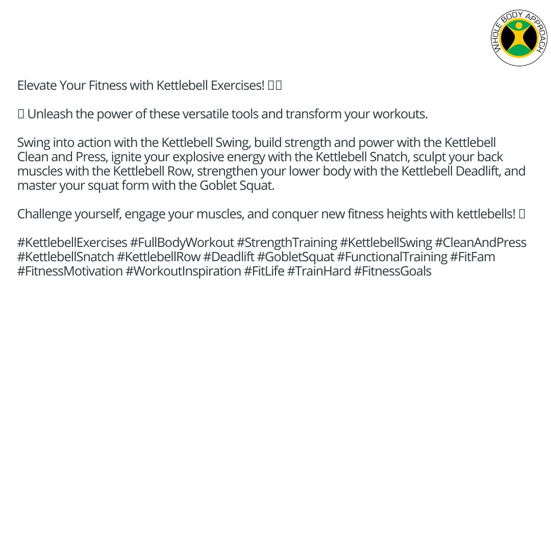 WBA2k10's tweet image. Elevate Your Fitness with Kettlebell Exercises! 🏋️‍♀️
#KettlebellExercises #FullBodyWorkout #StrengthTraining #KettlebellSwing #CleanAndPress #KettlebellSnatch #KettlebellRow #Deadlift #GobletSquat #FunctionalTraining #FitFam #FitnessMotivation #WorkoutInspiration #FitLife