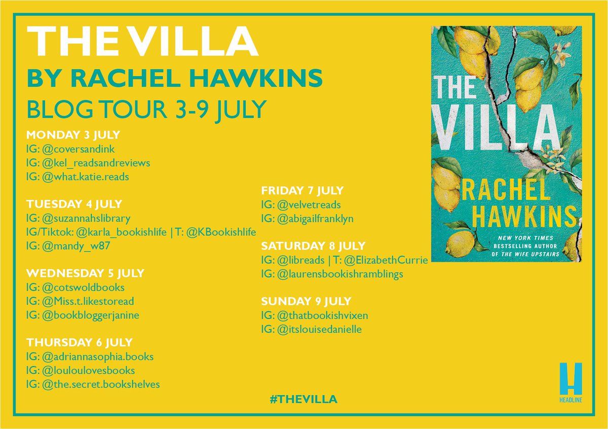 So excited to be part of the blog tour for the amazing The Villa by Rachel Hawkins and Headline Publishing Group today. Check out my posts throughout the evening for more information on the book, my review, and how to purchase a copy.  #thevilla #Rachelhawkins #headlinepublishing