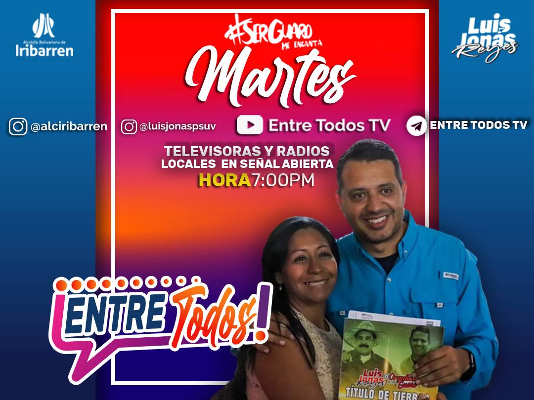 #4Jul 👋🏻 ¡ESTA NOCHE! ⏰ 7:00PM SINTONIZA / CONÉCTATE 📲🖥️📻📺 al programa multimedio #EntreTodos con el Alcalde de #Iribarren @LuisJonasReyes 👁️‍🗨️Instagram #EnVivo vía @luisjonaspsuv #Barquisimeto #NoticiasPositivasDeVerdad #PuebloConscienteYMovilizado #OrgullososDeSerGuaros