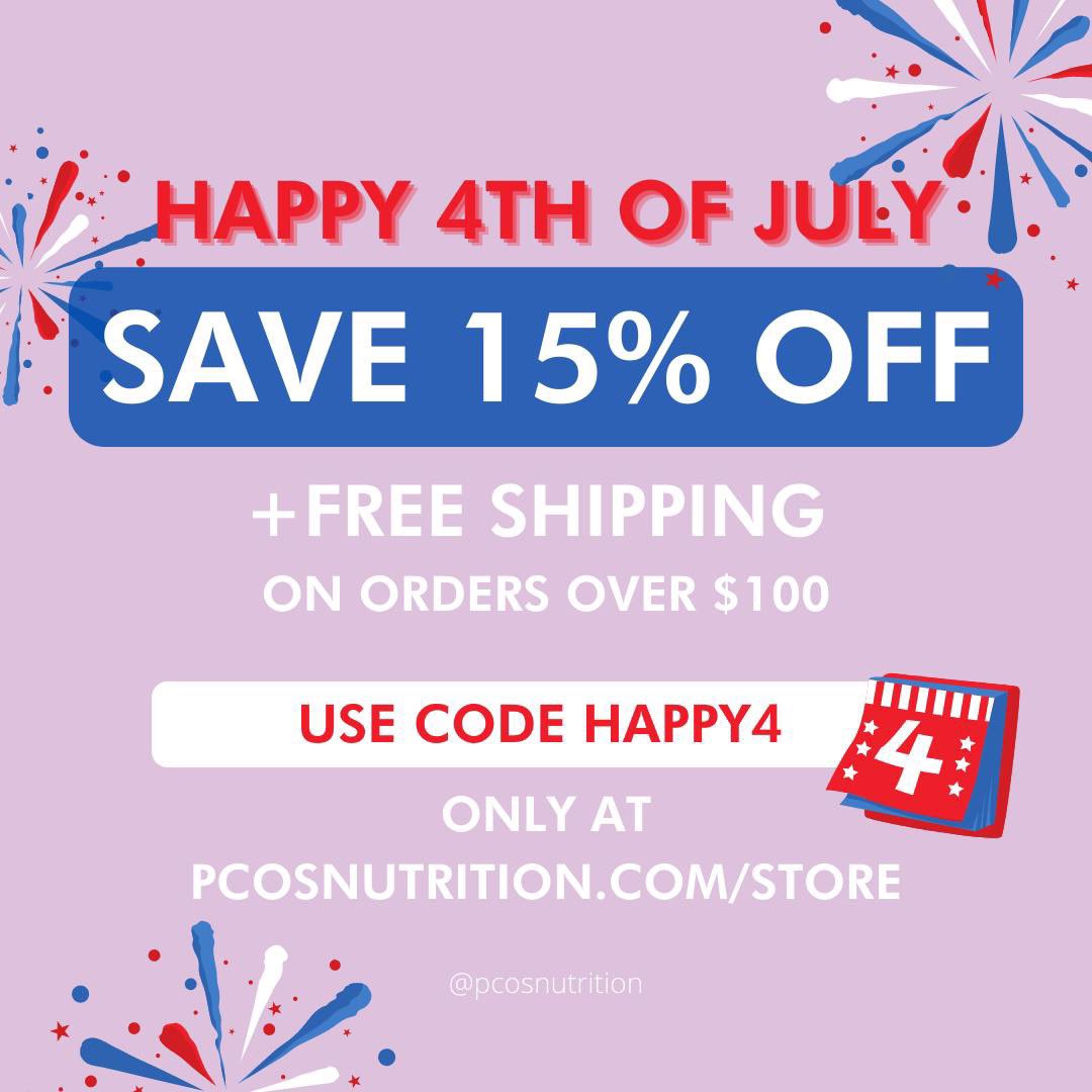 Last chance to save! Our 4th of July Sale ends tonight 🇺🇸 Shop now: pcosnutrition.com/store/