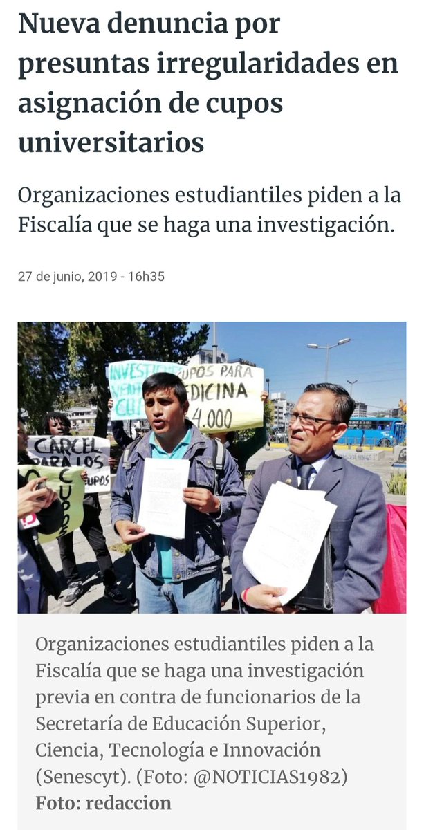 Diegosalamea2's tweet image. 🏴‍☠️🏴‍☠️🏴‍☠️

Las acusaciones por la presunta #venta y asignaciones de #cupos a las #universidades no es ninguna novedad. 
La misma @FeueEc denunció este mismo problema hace cuatro años, es más,  pidió exámenes especiales sobre patrimonios, pero, al parecer 🍊🍊🍊
@radio_pichincha