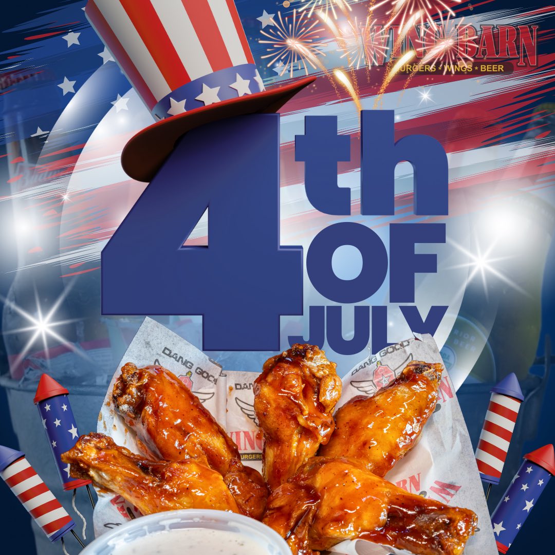 wingbarn's tweet photo. 🇺🇸 Celebrate Independence Day with FREEdom Wings!!! 🇺🇸

😋 Buy 5,10,25 | Get 5,10,25 FREE! No other purchase necessary! 👇🏼 

——> https://t.co/XHCF9j5oSu 🔥 #DangGood https://t.co/2Iv4onllMX