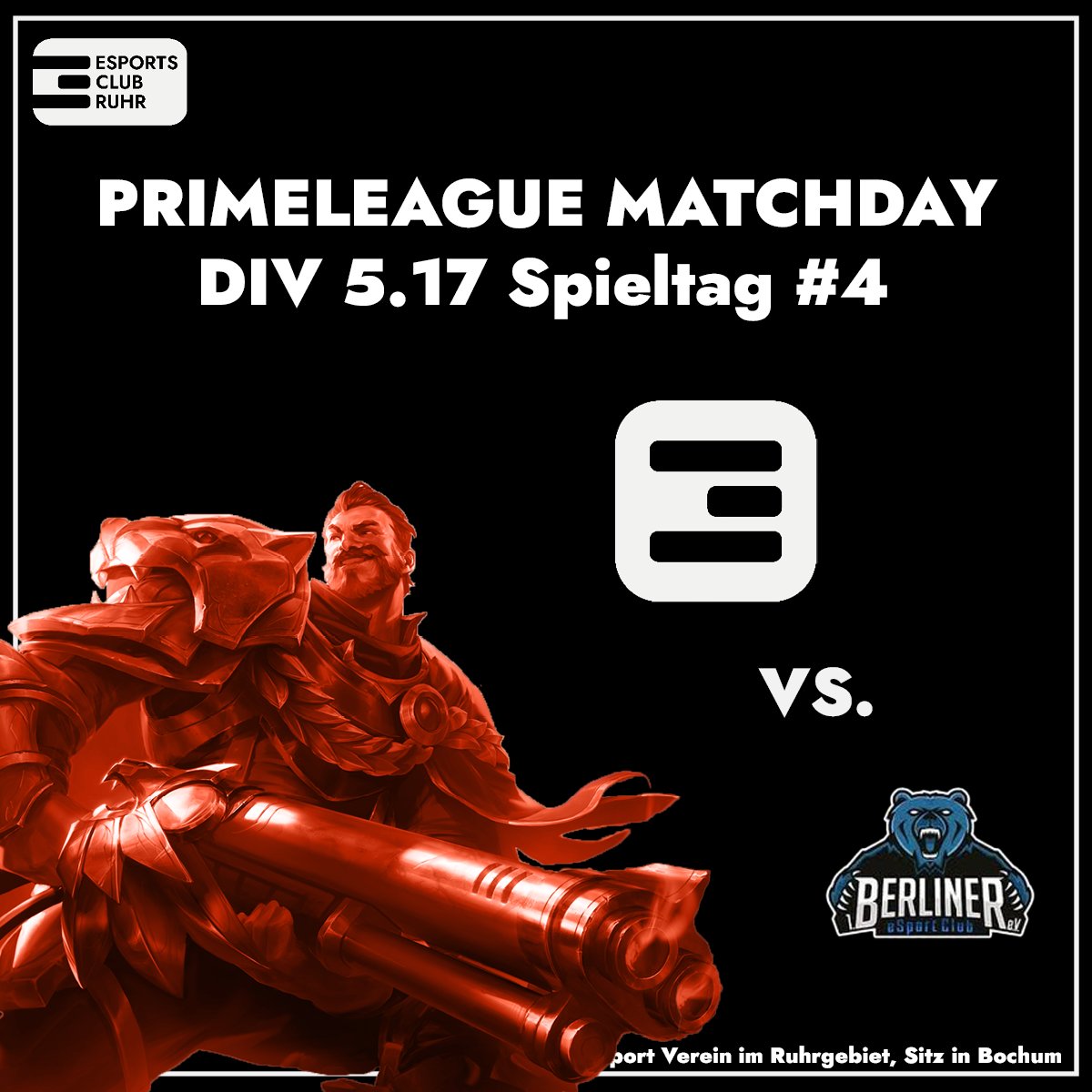 ECRuhr's tweet photo. ES IST MATCHDAY #4

Heute gegen den 1. Berliner eSport-Club e.V. in der DIV 5.17! 
Ein Duell was definitiv entscheidend für die Playoffs sein wird! #ECRWIN

📺https://t.co/1xKw4Jicza
🎙️ @prinzessinrena &amp; @FiilouDE https://t.co/mqi3IcizaE