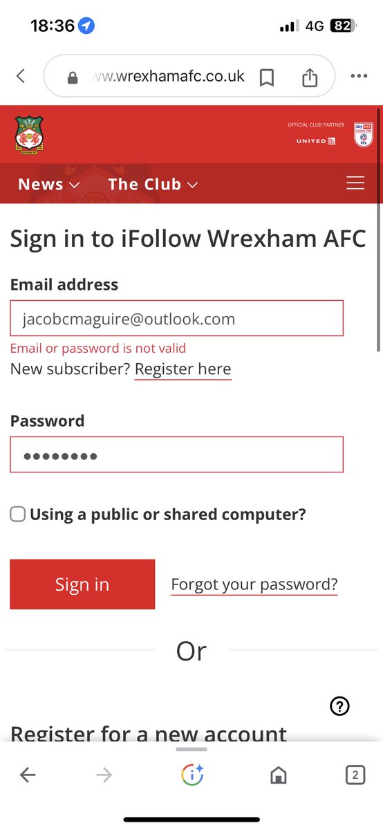 JacobSM__'s tweet photo. @SmoochyShmoo @Loopsalot68 @Wrexham_AFC @JulesD1980 It just says this but when I click reset password I don’t get anything in emails xx https://t.co/kiesEedBXO