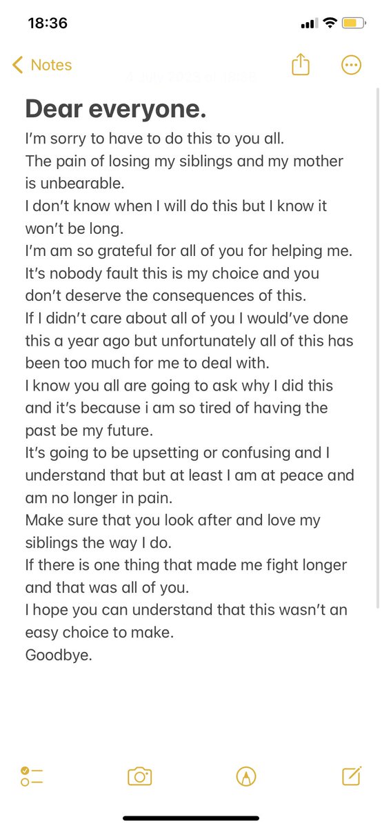 Suicide note is done let’s hope it works. Will keep you all updated when the date happens