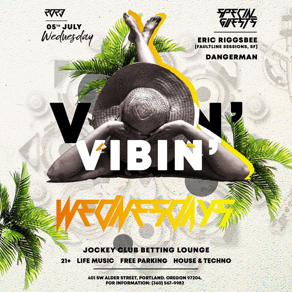 Wednesday, July 5th Faultline Sessions DJ <a href="/ericriggsbee/">Eric Riggsbee</a> will be DJing at The Jockey Club in Portland, Oregon for Vibin’ Wednesdays.  #house #techno #breaks #dance #portlandevents #portland