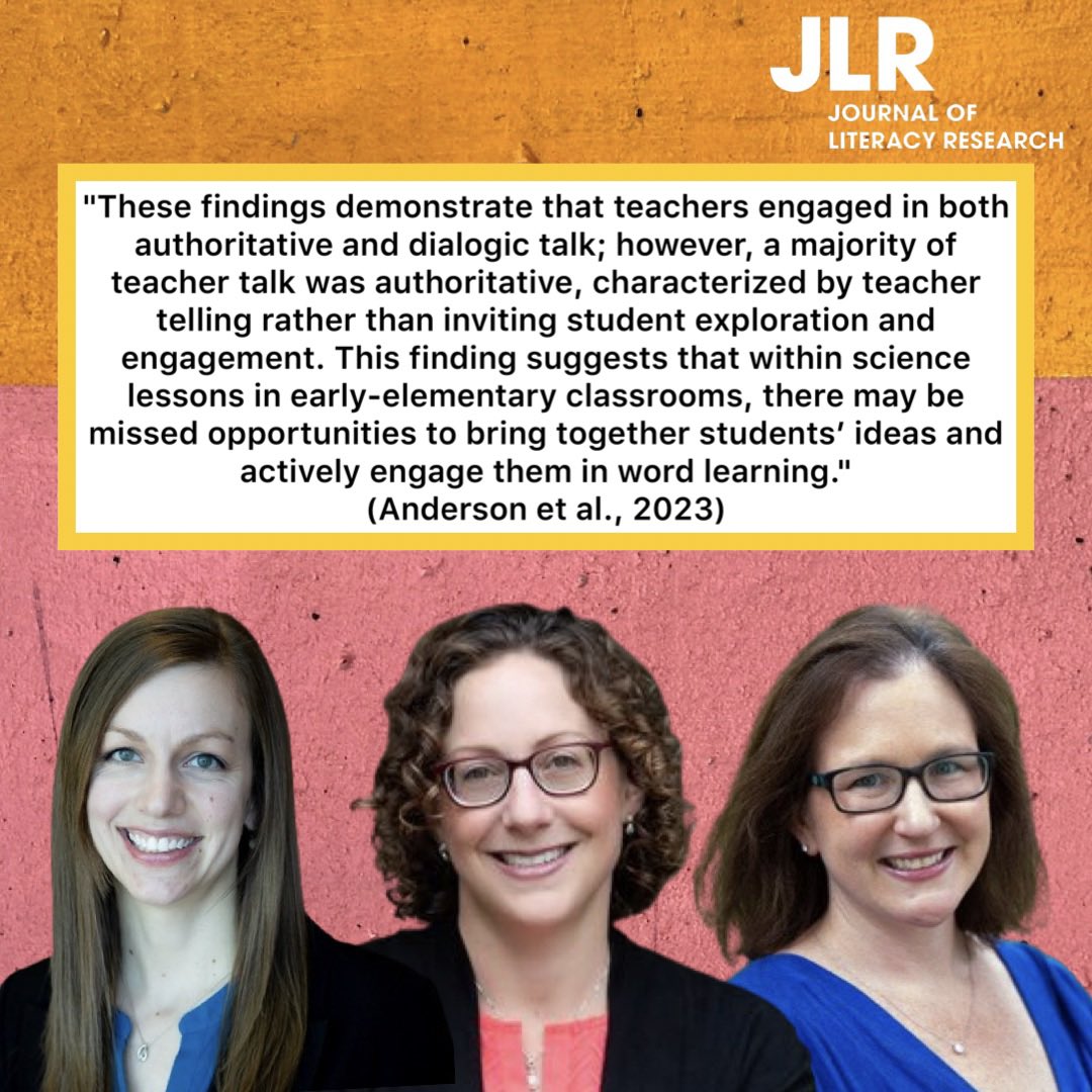 In JLR's March 2023 issue, Drs. Anderson, Wright, and Wenk Gotwals examine the ways in which teachers use language to promote vocabulary development during science instruction in early-elementary classrooms. Find their article here:  doi.org/10.1177/108629…