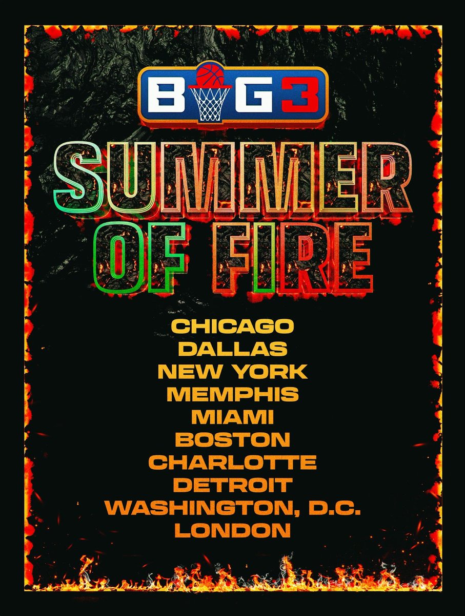 The #SummerofFire is about to tear up the Big Apple. Who’s coming through on Sunday to rock with the best?

Tickets at big3.com/tickets. @thebig3