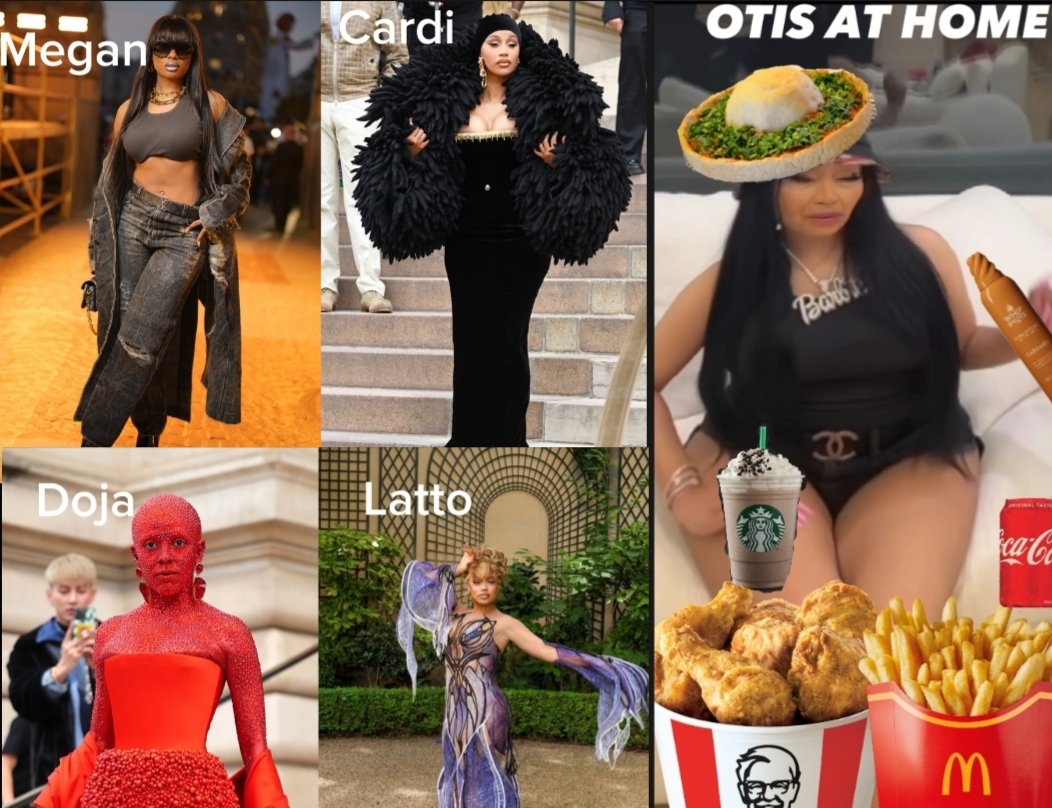 THEETROLLPAPI's tweet photo. The Girls Out side at Fashion Shows, While a Bitter B Home Sad😭#otis going out Sad #CardiB #megan #doja #latto https://t.co/ivbSnRwe2A