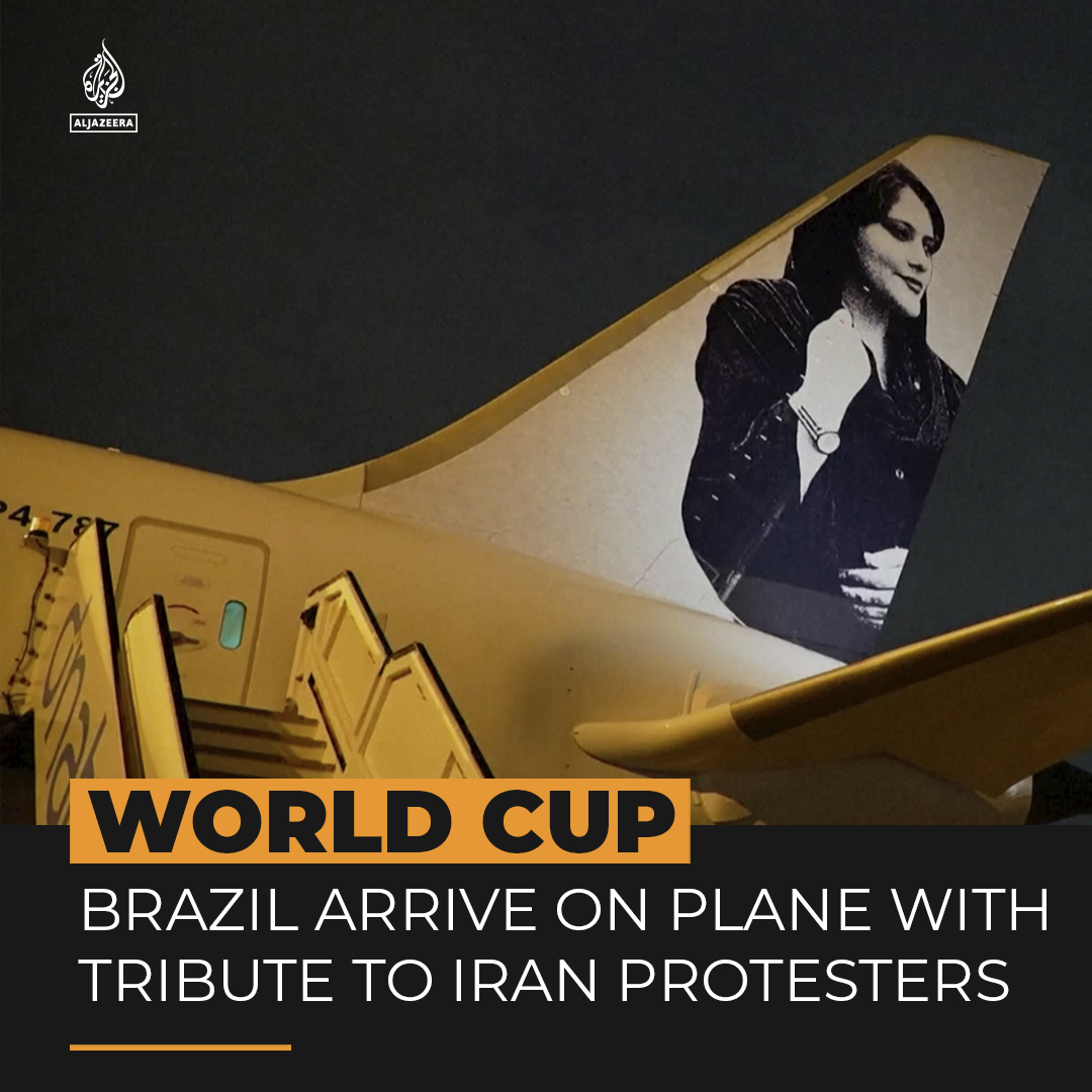 Brazil women's soccer team supports Iran protesters with message on side of  plane ahead of World Cup