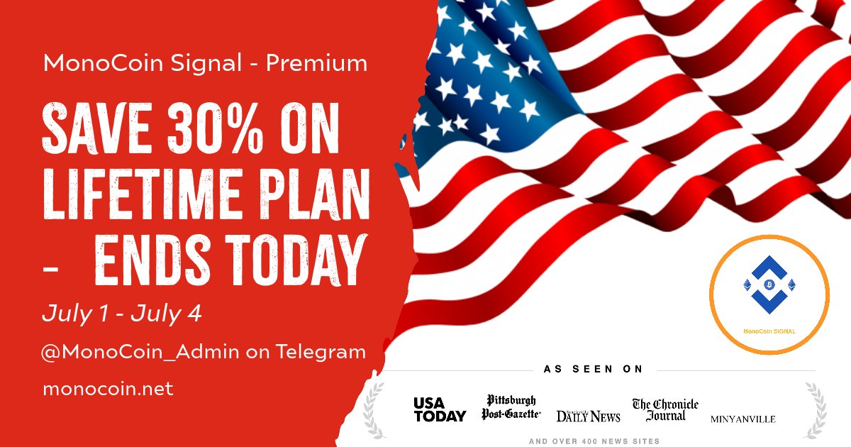 MonoCoinSignal's tweet photo. May the #4th. be with you 🇺🇸 Today is the final day of our exclusive 4th of July promotion. Don't miss out on this incredible opportunity to secure your lifetime membership at an unbeatable price!🔴
https://t.co/rATrkKSya5
#crypto #trading #profits #financialfreedom #VIPchannel #signals #cryptomarke t#investing #BTC #ETH #XRP #LTC #BCH #ADA #DOT #LINK #XTZ #ETC $BTC $ETH $DOGE