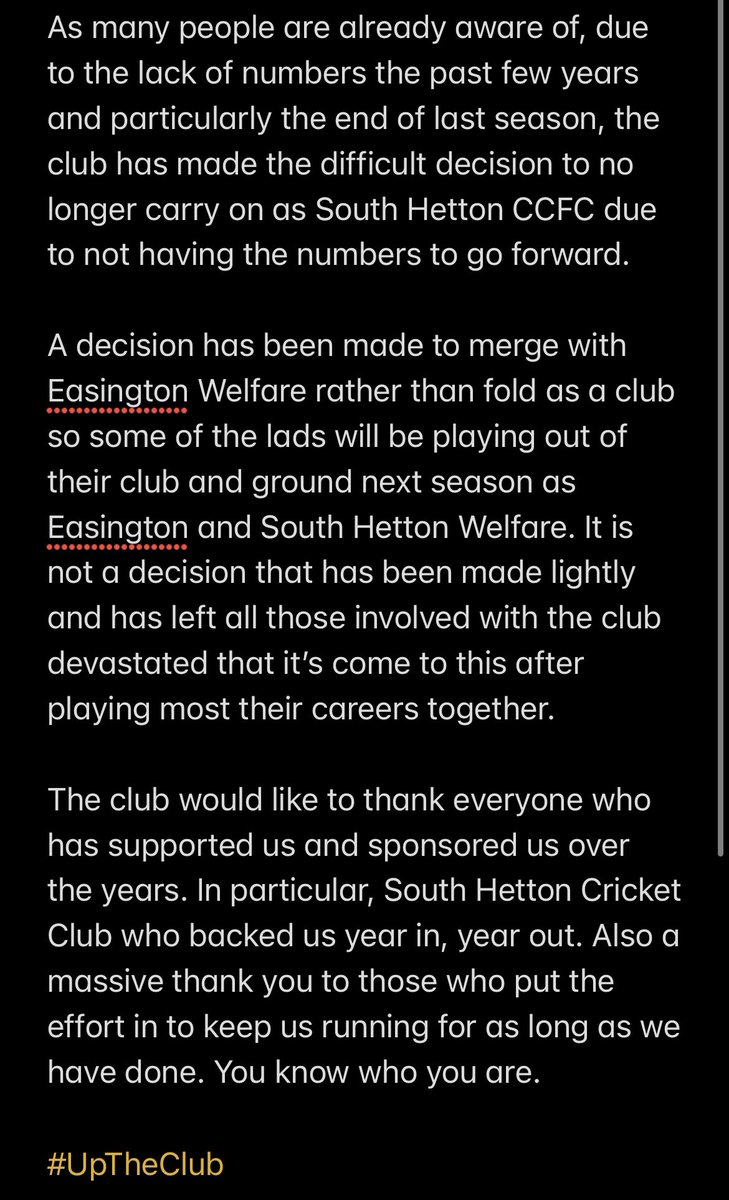 South Hetton CCFC tweet media
