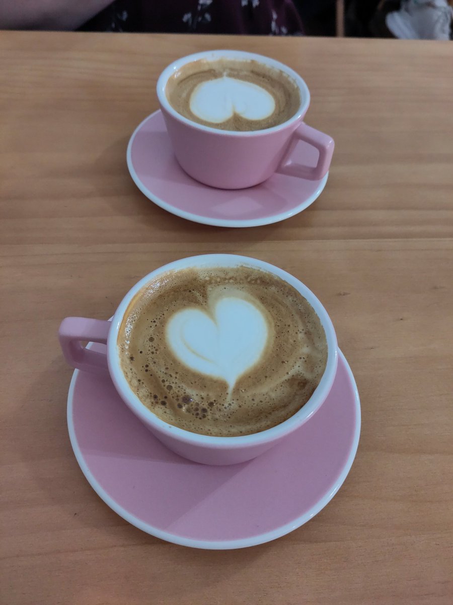 BrianCoffeeSpot's tweet photo. More coffee, this time matching flat whites @timetidecoffee in Biddeford, one for me, one for @AmandaJoyO. https://t.co/3Cv8Lew5KC