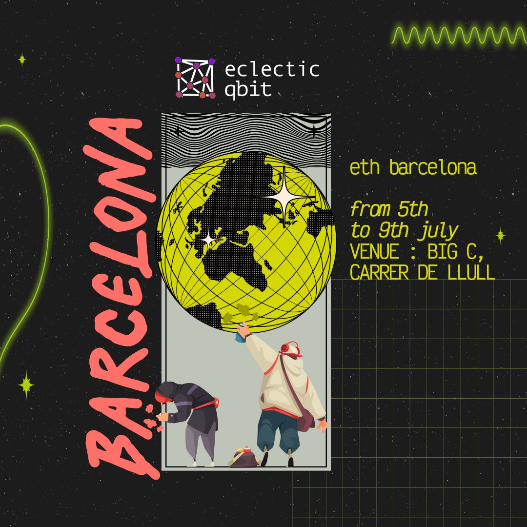 EclecticQbit's tweet photo. 🎉🎨🚀 Calling all art and crypto enthusiasts! We're thrilled to announce our presence at the ETH Barcelona Hackathon! Get ready for an unforgettable experience with us! 🌟 https://t.co/sKfo0wmBQI