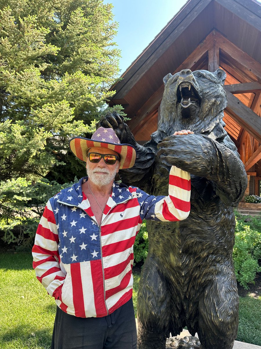 Schwarzenegger's tweet image. Happy 4th of July! I was born in Austria, but I am Made in America. 

Consider this your reminder: put your phone down, turn off the social media, get outside, BBQ, and spend some time with your friends and family.