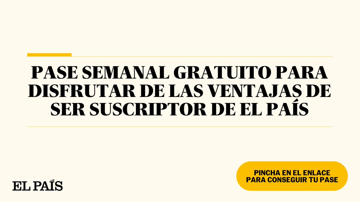 En EL PAÍS ya contamos con 300.000 suscriptores que confían en nuestro trabajo. Si tú también quieres formar parte de la comunidad en estos días determinantes para el futuro del país, te invito a probar una semana, sin coste, las ventajas de ser suscriptor elpais.com/codigo-directo…