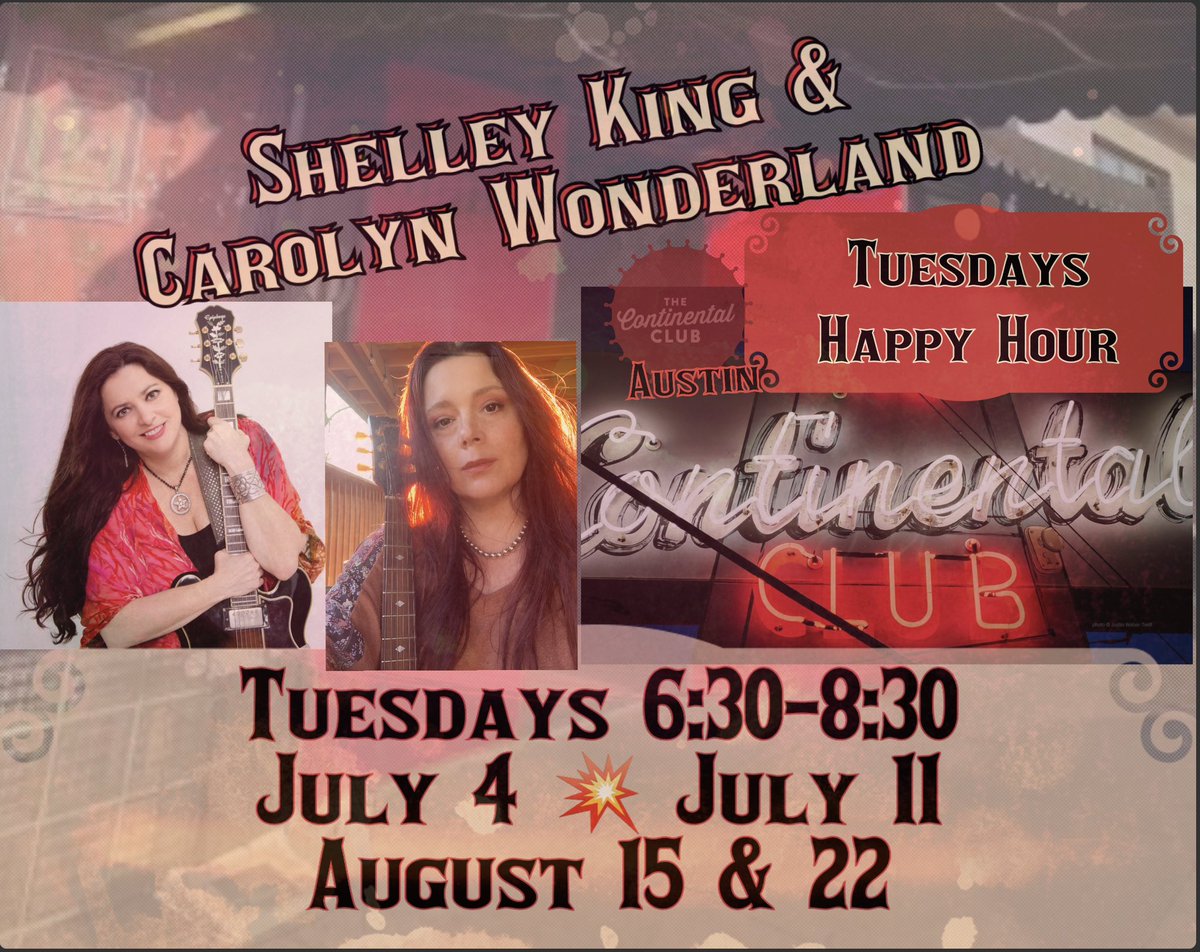 See y’all at <a href="/continentalclu3/">continentalclub</a> Tuesdays Happy Hour with <a href="/shelleykingtx/">Shelley King</a>