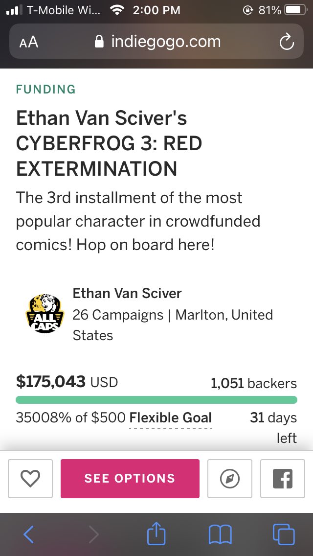 HellsSpawnWorld's tweet photo. Only 2 hours in and #CyberFrog3RedExtermination is at $175k raised and 1051 backers. This train must keep moving!! #ComicsGate #IronAge #RippaVerse #indiecomics @EricDJuly @RenieDraws @YellowFlashGuy @johnnynotbanned @razorfist @CAMELOT331 @RekietaLaw

 https://t.co/eK2EhXifU6 https://t.co/66ev4AEgKb