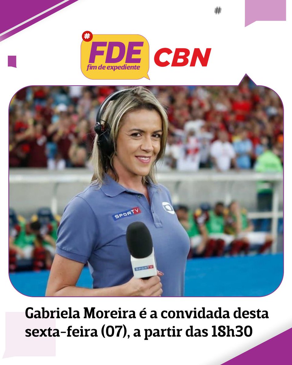 CBNoficial's tweet photo. Nesta sexta-feira (07), a partir das 18h30, @danstulbach, @tecomedina e Zé Godoy (@artedeandar) recebem a apresentadora do SporTV, @gabi_moreira, para um bate-papo sobre a Copa do Mundo Feminina. Acompanhe no site, app ou Youtube da CBN. #NoArNaCBN #FDECBN #CopaDoMundoFeminina https://t.co/ZvcUGRr5Od