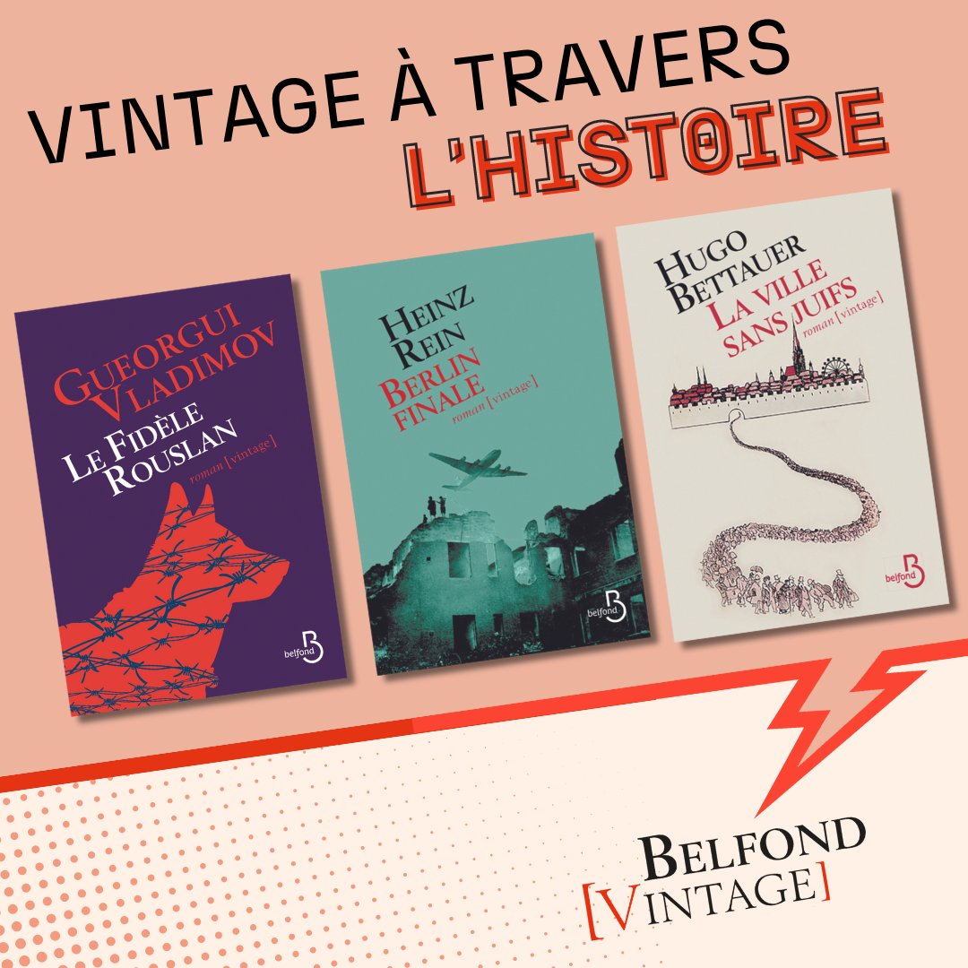Belfond's tweet photo. #BELFONDVINTAGE ✨ "La ville sans juif" de Hugo Bettauer, "Berlin finale" de Heinz Rein, "Le fidèle Rouslan" de Gueorgui Vladimov font partie des textes qui témoignent de leur époque et ont marqué le XXe siècle.

Retrouvez toute la collection Vintage 👉 https://t.co/sK0HzrslN6 https://t.co/pb56zW0n52