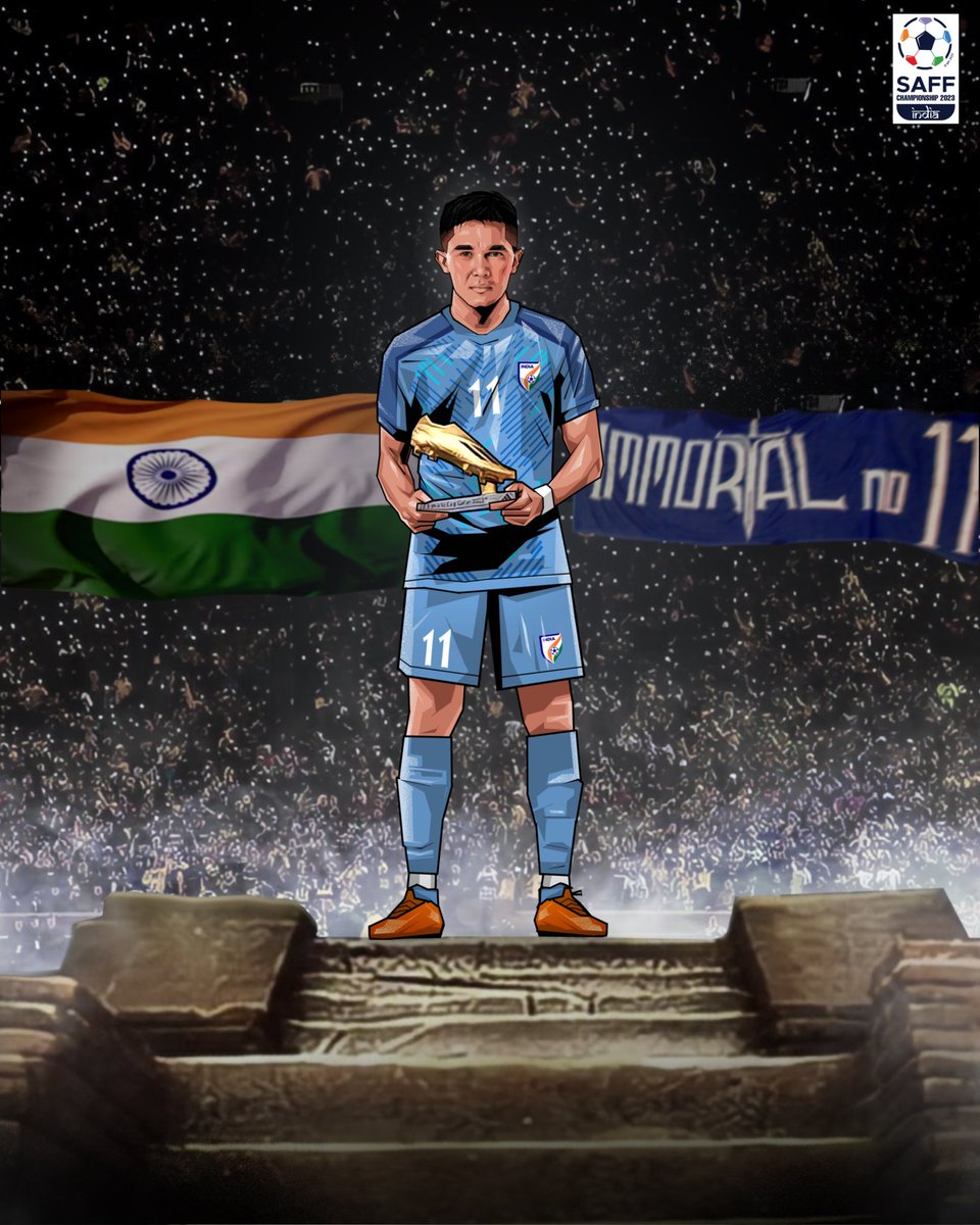 And 𝗖𝗮𝗽𝘁𝗮𝗶𝗻 𝗙𝗮𝗻𝘁𝗮𝘀𝘁𝗶𝗰𝗼 wins the #SAFFChampionship Golden Boot again! 🎯🫶🐐

Was there ever a doubt? We don't think so...😌

#IndianFootball #BlueTigers #BackTheBlue #SunilChhetri #India #SAFFChampionship2023