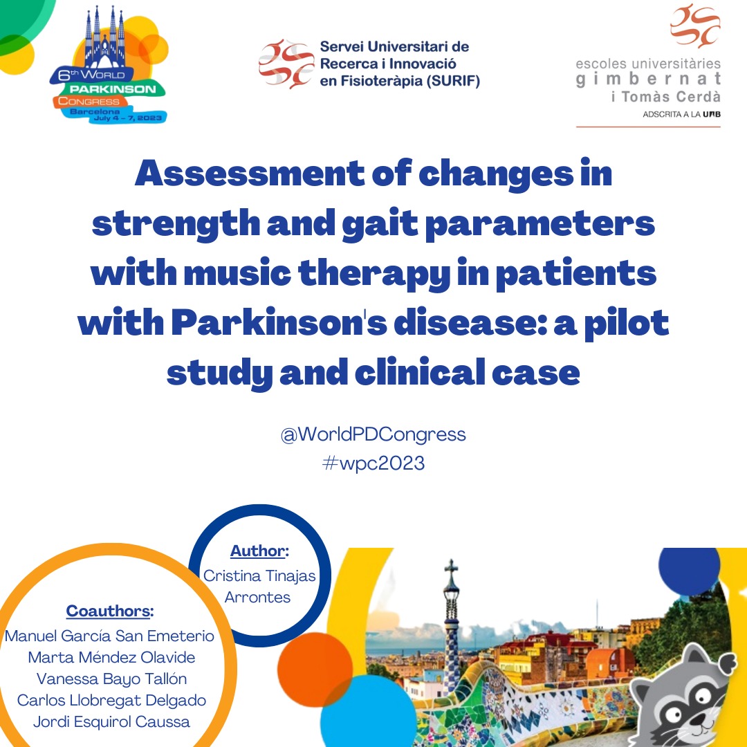 Mañana, la investigadora y profesora de <a href="/EUGfisioSC/">EUGimbernat Fisioteràpia</a> Cristina Tinajas presentará su investigación sobre #musicoterapia en personas con #parkinson, en el Congreso Mundial de Parkinson
#wpc2023 de #barcelona
#parkinsonsdisease #fisioterapia #investigacion