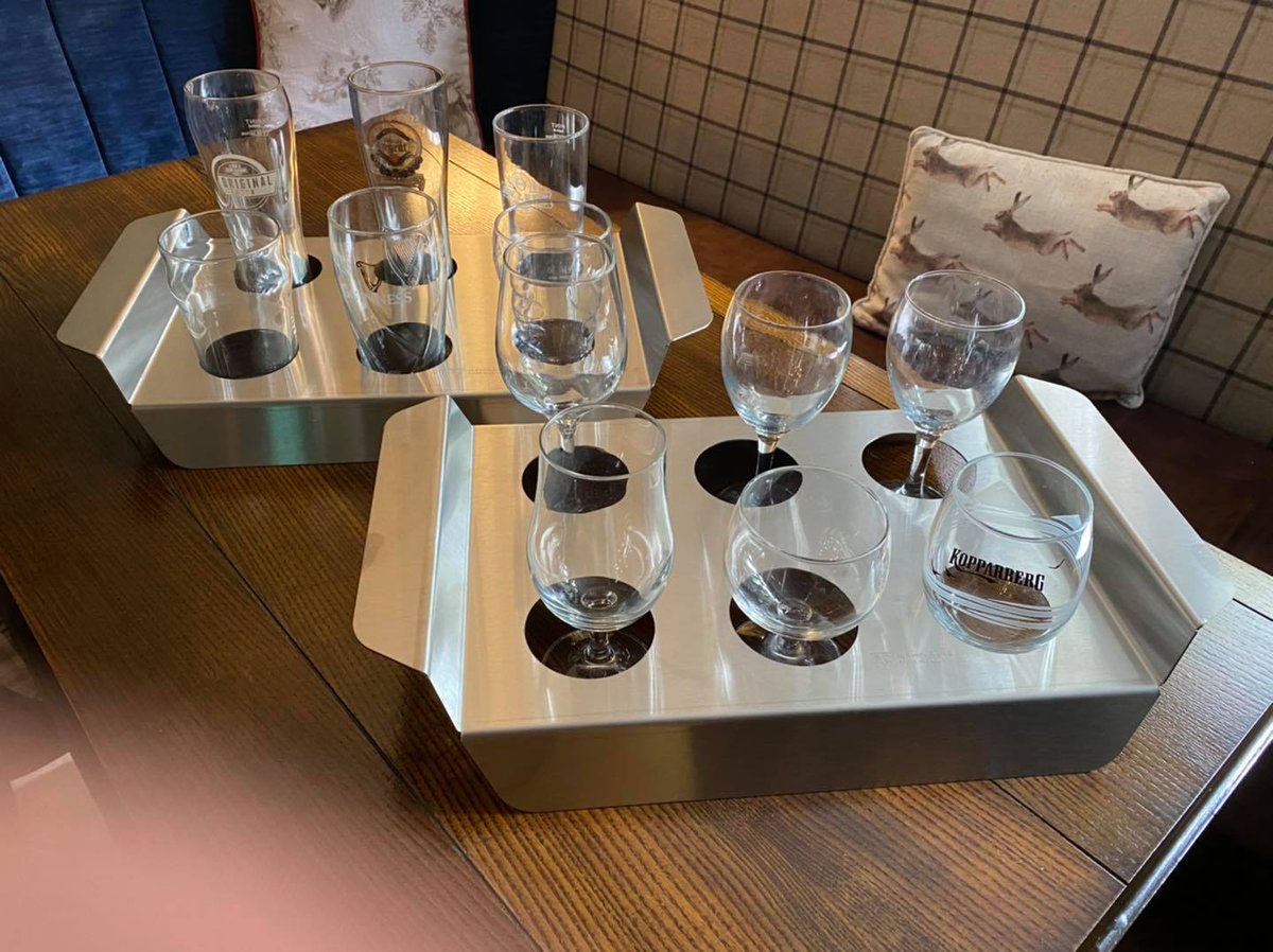Glass drinks trays, perfect for pubs and bars, a secure way of carrying drinks to tables. To purchase please contact Alphin Pans on 01457 872 486  alphin.co.uk #business #oldham   #lancashire #greatbritFantastic products from@AlphinPans #celebration #4thJuly #4thJuly