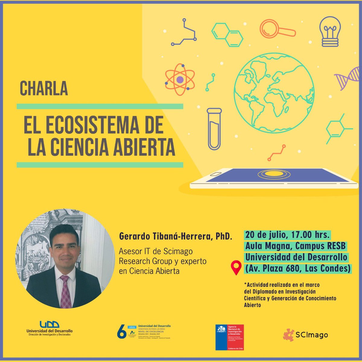 ANID_Abierta's tweet photo. ✅INVITACIÓN
Participa en la charla “El Ecosistema de la #CienciaAbierta” dictada por @gtibana. 

•Organiza: Diplomado en Investigación Científica y Generación de Conocimiento Abierto @UDD_cl.

🗓️20/07⏰17:00 CL

➕info e inscripciones ➡️ https://t.co/H5XSPWiCoZ https://t.co/kqUxtZwk0W