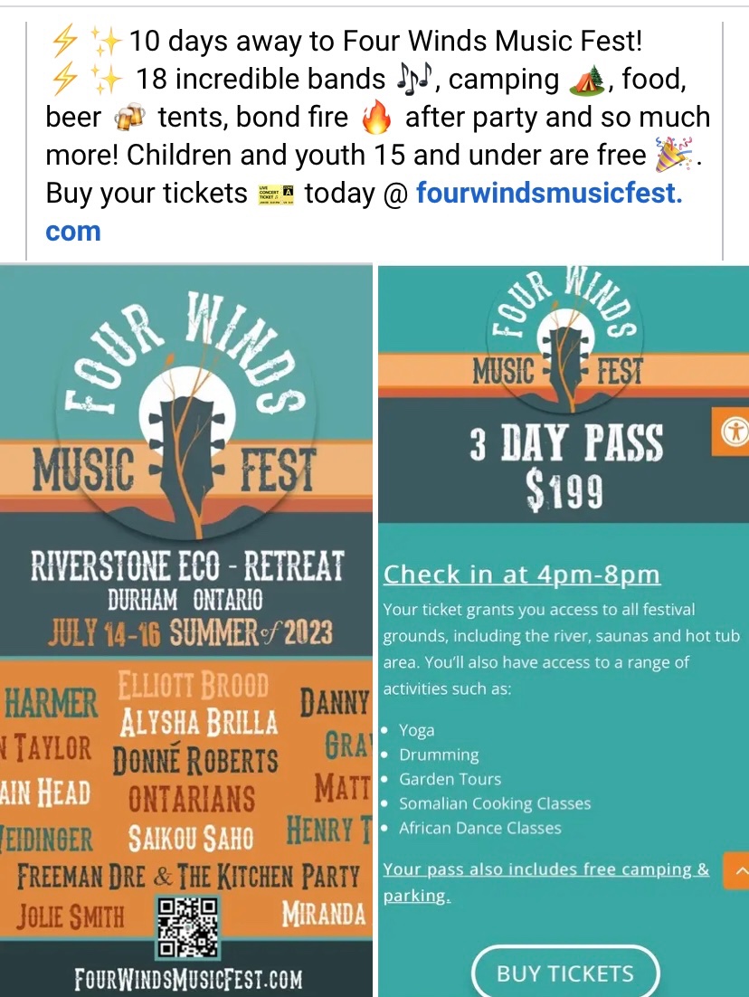 Four Winds Music Fest is 10 days away!!! 🎶✨⚡️ Get your tickets 🎫 today.