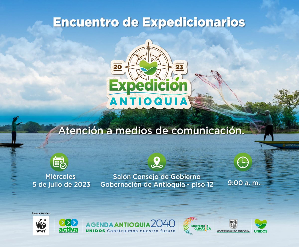 Invito a todos los medios de comunicación para que asistan mañana a la rueda de prensa sobre lo que será nuestra #ExpediciónAntioquia2023. Faltan pocos días para que se materialice este sueño por el que hemos trabajado tanto y queremos que se enteren de cada detalle 🧭.