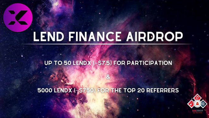 youngboyboy12's tweet photo. Lend Finance #Airdrop 💲 Reward: Up to 50 LendX (~$7.5) + 5K LendX (~$750) for the top 20 referrers  📷 Start the airdrop bot https://t.co/tUBedgO021…… 📷https://t.co/jqAThO9US2… #Airdrops #BTC📷📷  #AirdropDet https://t.co/wcPt9CNgt5