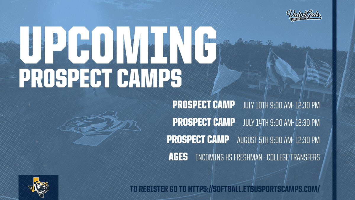 Prospect Camps coming up! Sign up today! softball.etbusportscamps.com
