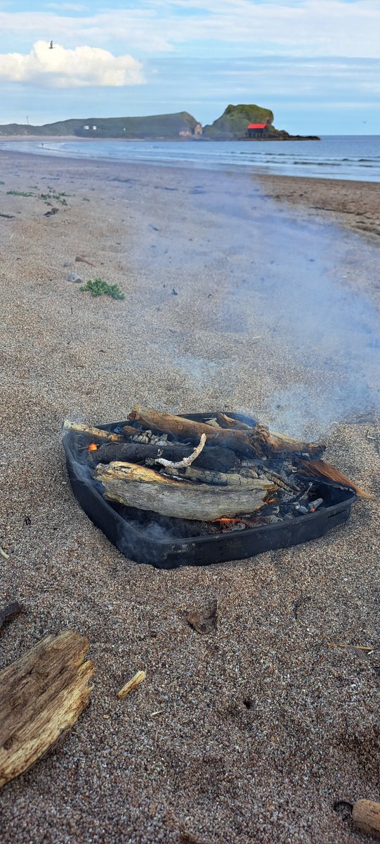 A wee contained beach fire for cooking the catch. Wrapped in foil with some seasoning and lemon. Nothing else required.