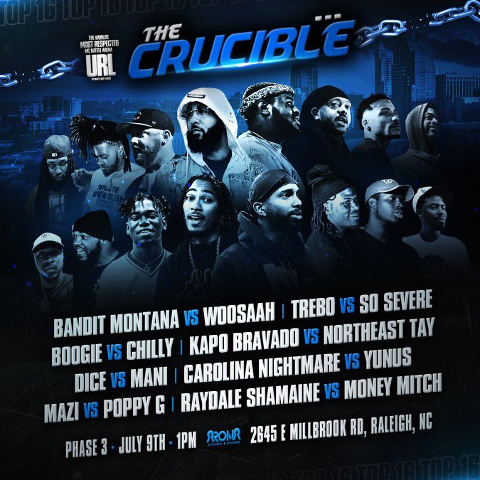 urltv's tweet image. The @URLCrucible started with 140+ contestants, this Sunday July 9th the #Sweet16 will be selecting the 2023 #Top6.

The final phase will be open to the public, come out give your input &amp;amp; see the stars of tomorrow today!

🎟️bit.ly/URL_CP3🎟️

@THENUFILEZ_show @MizzCreme