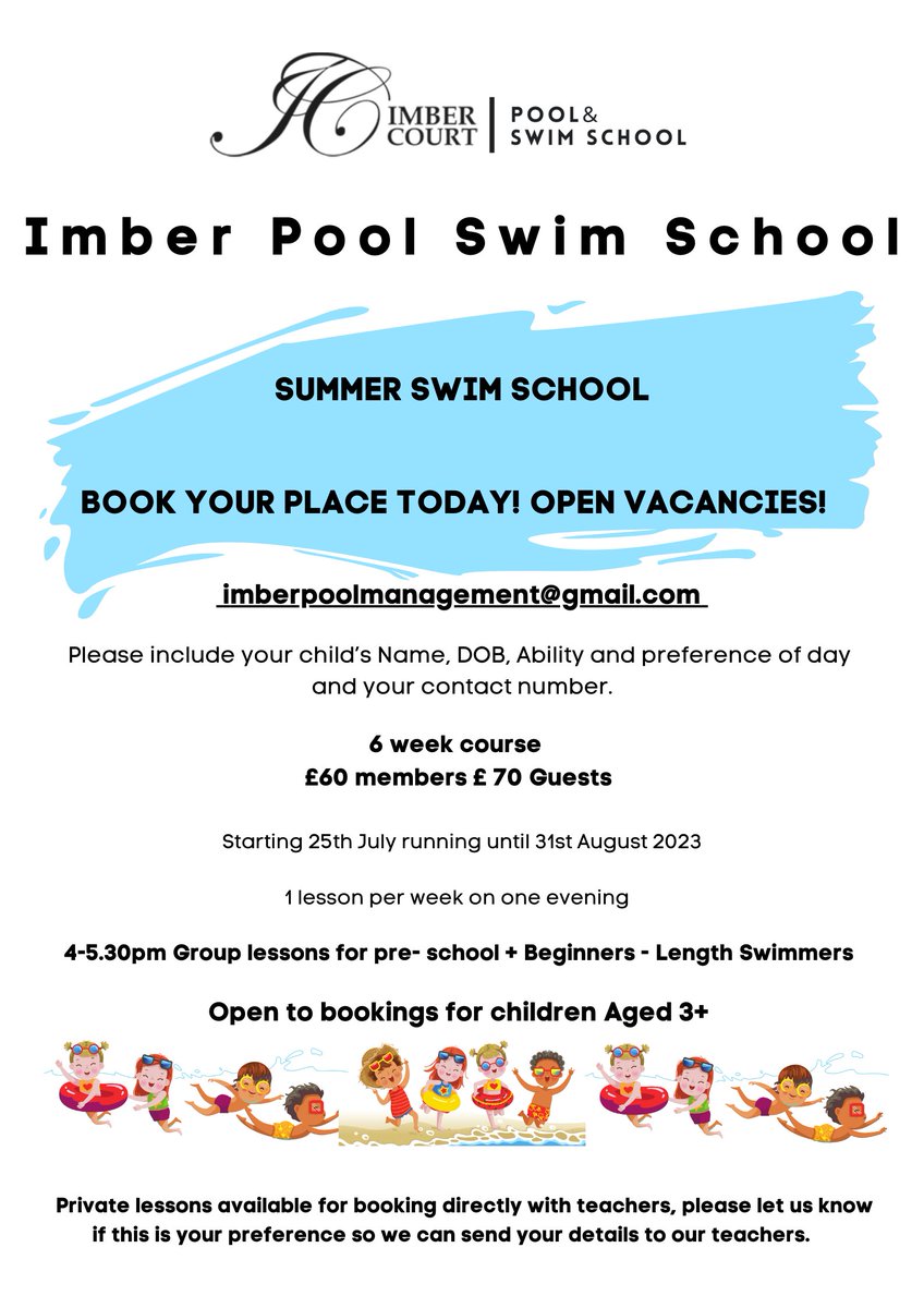 Our #Summer courses are coming soon! Whether the little ones are experienced #Swimmers or brand new to the water, there's something for them! #SwimSafety #SwimEducation #Swimming #ImberCourt #ImberPool #Imber #Pool
