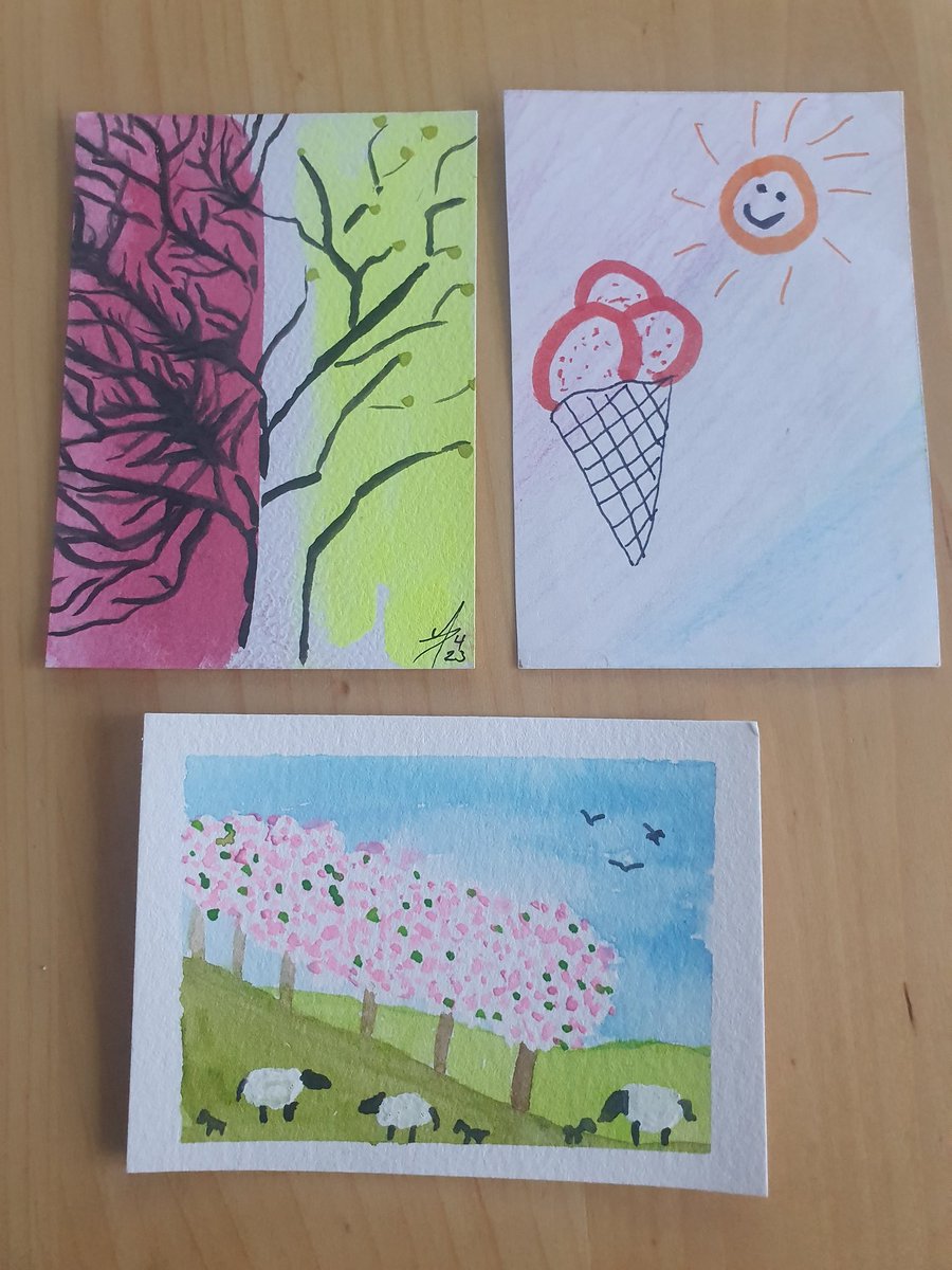 Auch die April #ATC zum Thema "Frühlingsgefühle" vom #KleinerKunsttausch habe ich hier noch nicht gezeigt.
Vielen Dank an <a href="/angelaohm77/">Angela</a> , @EM_Elisa86 und <a href="/CaroLehrer/">Caro Lehrer </a> 🙂