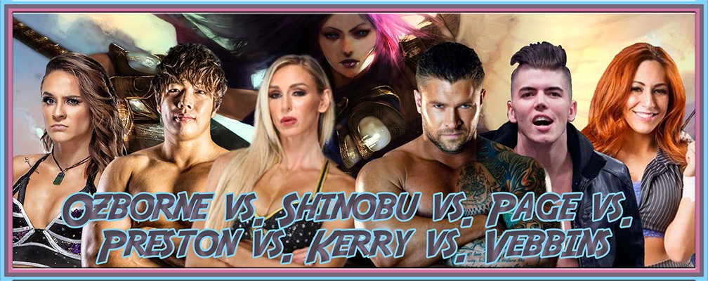 It's time for our first match of the card, folks! A Wildcard Ladder Match with a championship shot on the line at anytime of the winner's choosing!
@ReinaAsesinaJO <a href="/TakashiShinobu/">SHINOBU</a> <a href="/Classy_BinxPage/">Bianca Page</a> <a href="/DaneFnPreston/">High Octane™ Dane F’n Preston</a> @TheKerryFam (Jericho) <a href="/DatsAzzyVebbins/">Azurine Vebbins</a> 
nfw.boards.net/post/2725/thre…