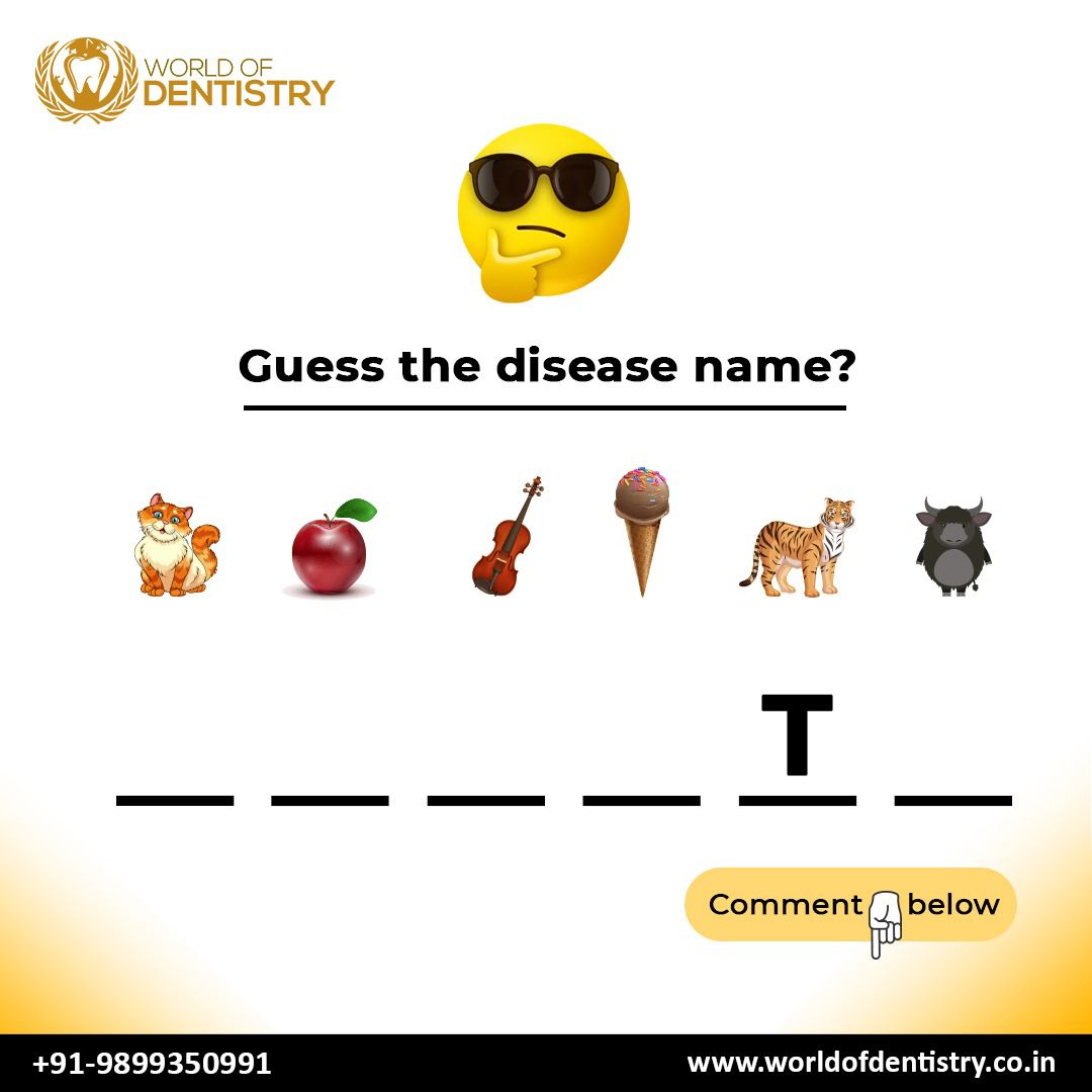 Puzzle time is on!
Its time to complete what's missing?
Comment Below!

#Puzzle #GameOn #Dentist #dentalhealth #WorldOfDentistry #DentalClinic #RootCanalTreatment #DentalImplant #DentalCleaning #Disease #Cavity