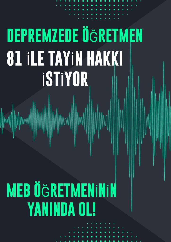 MebDepremeTümİller #Memurlara34bintl
Tayin verdik demekle olmuyor‼️ önemli olan mağduriyetimizi giderecek şekilde vermek. Bir deprem bölgesinden diğerine gittikten sonra biz yaralarımızı nasıl saracağız? Acilen bu alınan karar revize edilmeli ve 81 il açılmalıdır <a href="/Yusuf__Tekin/">Yusuf Tekin</a>