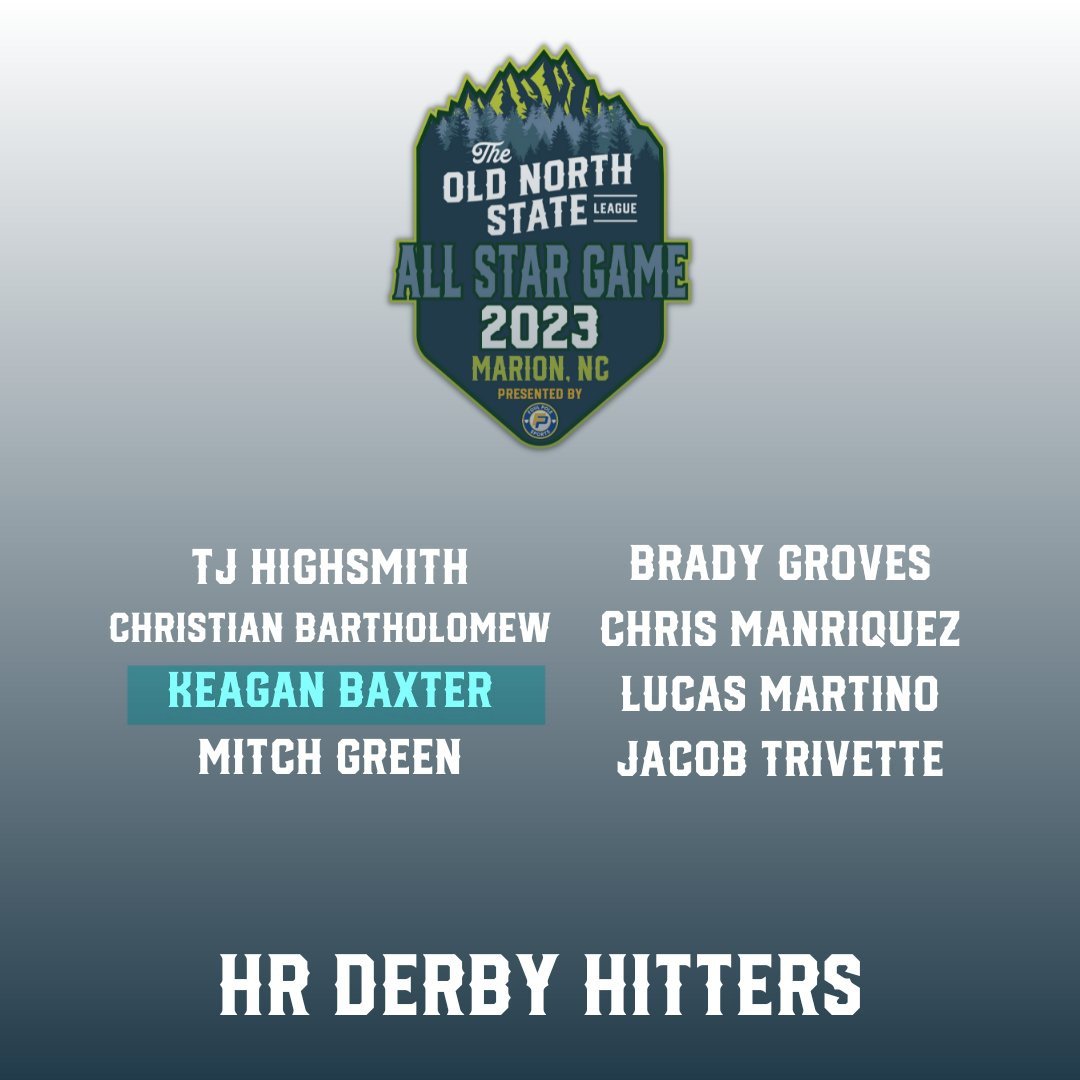 BIG CONGRATS our 2023 <a href="/ONSLBaseball/">Old North State League</a> All-Stars: 
Cam Cole <a href="/cam_c0le/">Cam Cole</a> 
Adam Joseph <a href="/adammjosephh/">Adam joseph</a> 
Kaden Sigmon @ksigmon8 
Gage Bibey <a href="/gbib20/">Gage Bibey</a> 
Eddie Thompson <a href="/ethompson03/">Eddie Thompson</a> 
Jacob Cabaniss <a href="/cabaniss_jacob/">Jacob Cabaniss</a>

&amp; <a href="/BaxterKeagan/">Keagan Baxter</a> will be TEEING OFF in the HR Derby!!