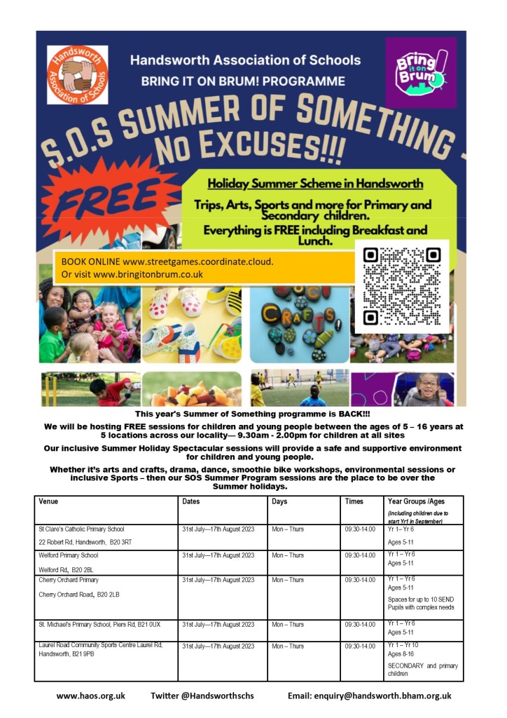 Here's just one of the Bring it on Brum clubs available to your child for FREE if they are eligible for free school meals. They will be provided with breakfast and lunch at this club. You will need the code you have been emailed to make your booking.