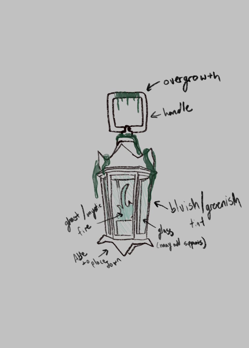 rabbit_stormi's tweet image. a little lantern sketch I did for a school assignment that I was honestly happy with for a concept before I had to do it in maya

#conceptart #art #overgrowth #lantern