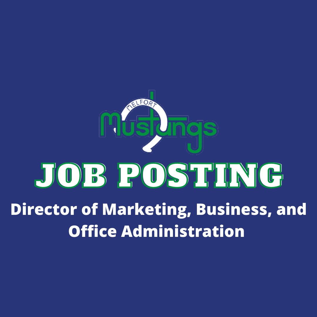 JOB POSTING: We are taking applications for a Director of Marketing, Business, and Office Administration! Application Deadline: Aug. 4, 2023 More: melfortmustangs.com/job-posting-di…