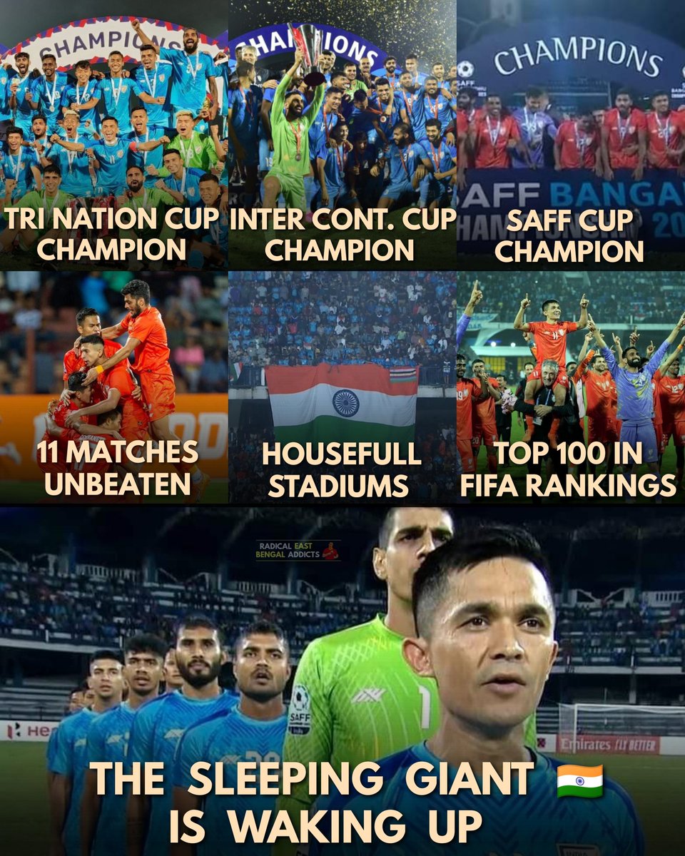 RadicalEB1920's tweet photo. Indian football 🇮🇳 on the rise.
If you don't follow the Indian Football Team , the time is now.
.
.
.
.
#indiansuperleague #IndianFootball #india #bluetigers #backtheblues #indianfootballfans #fifaworldcup #Chettri #SAFFChampionship2023 https://t.co/xls7rty1kK